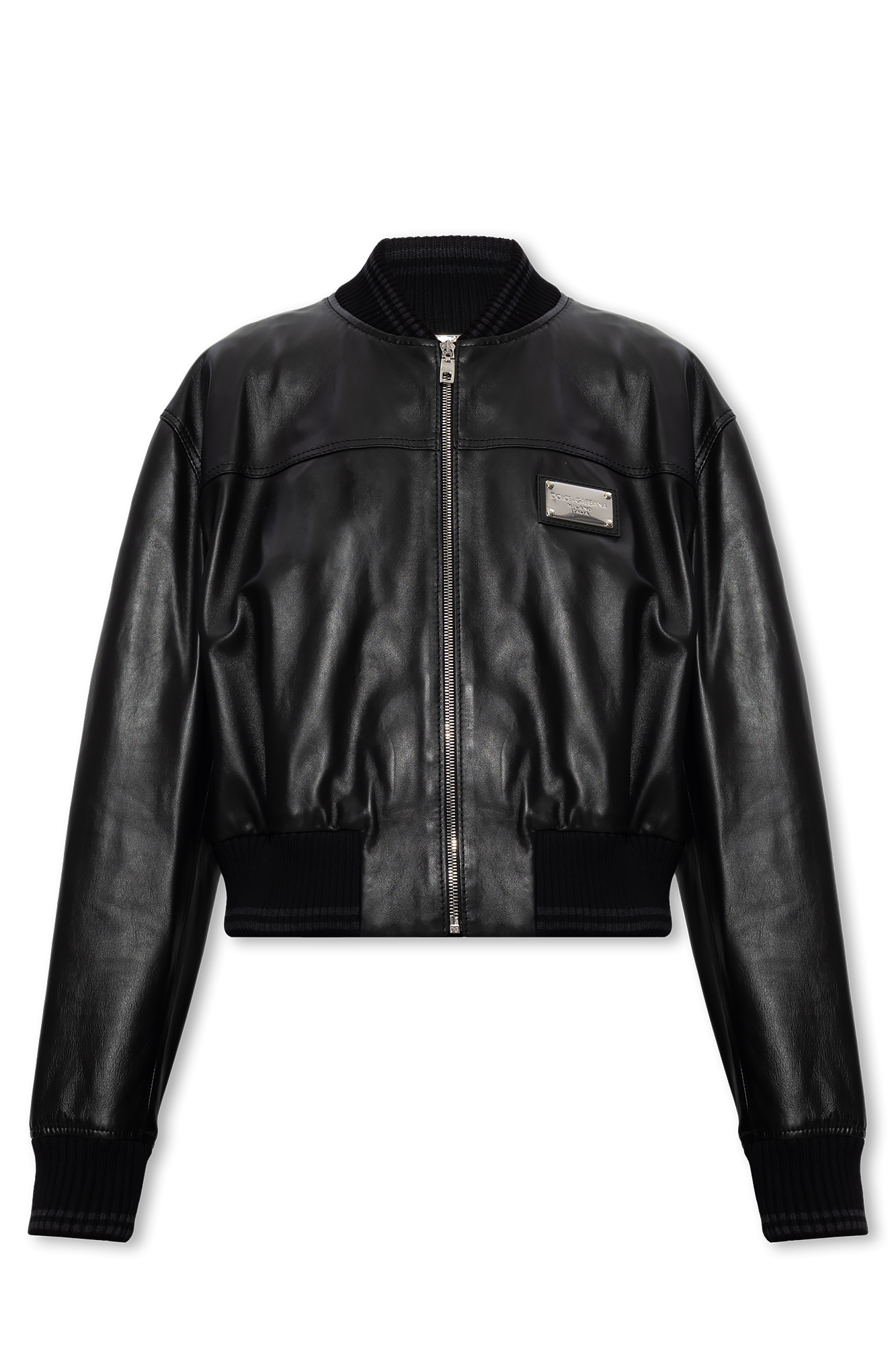 D&g black leather on sale jacket